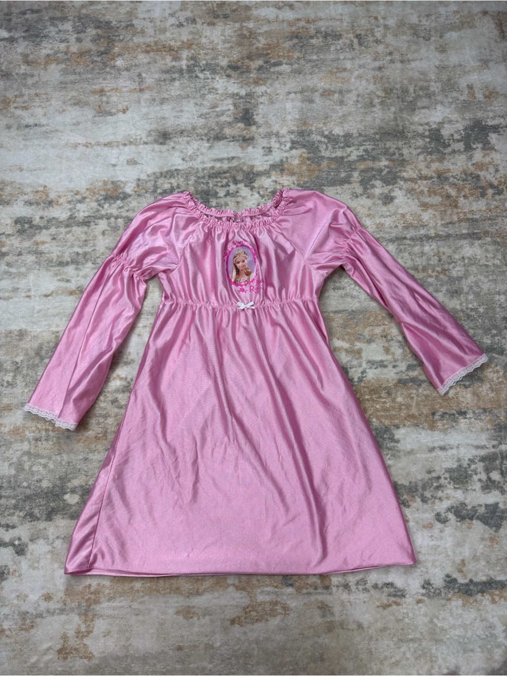 Vintage 2002 Barbie Avenue Pink Satin Dress Up Play Dress Girls 5/6 Avon Y2K